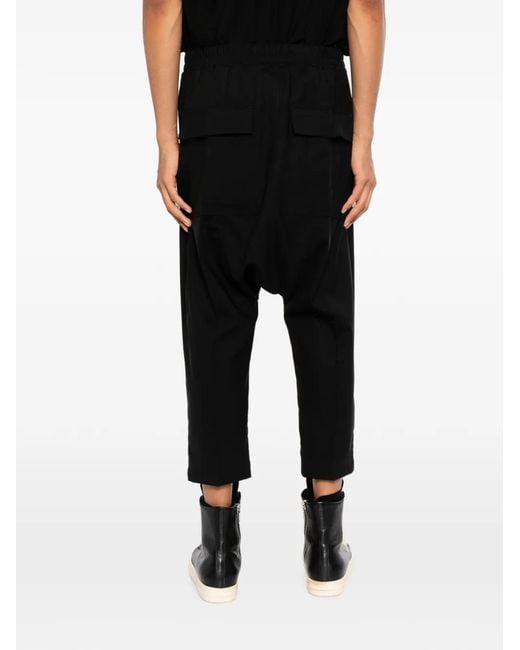 Rick Owens Black Drawstring Dropped-Crotch Trousers for men