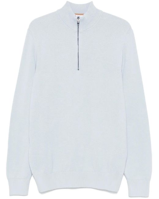 Pull En Coton À Fermeture Zippée Boss pour homme en coloris White