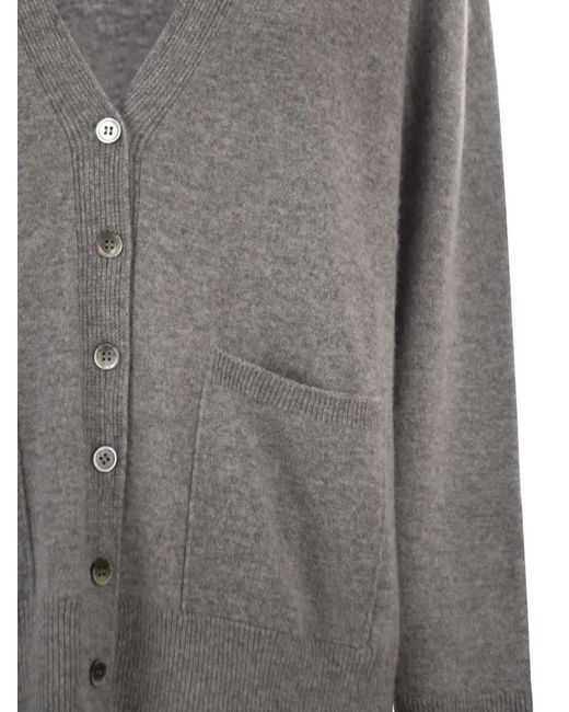 Vanisé Gray V-Neck Cashmere Cardigan