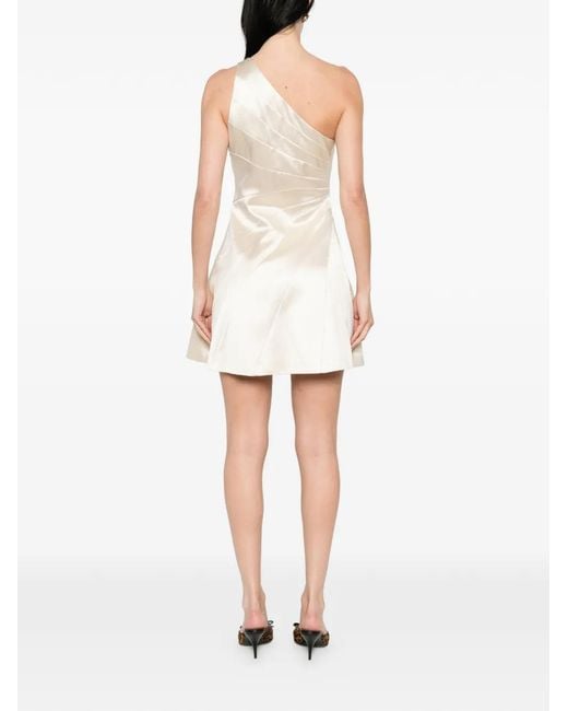 Sandro White Sirene One-Shoulder Ruched Mini Dress