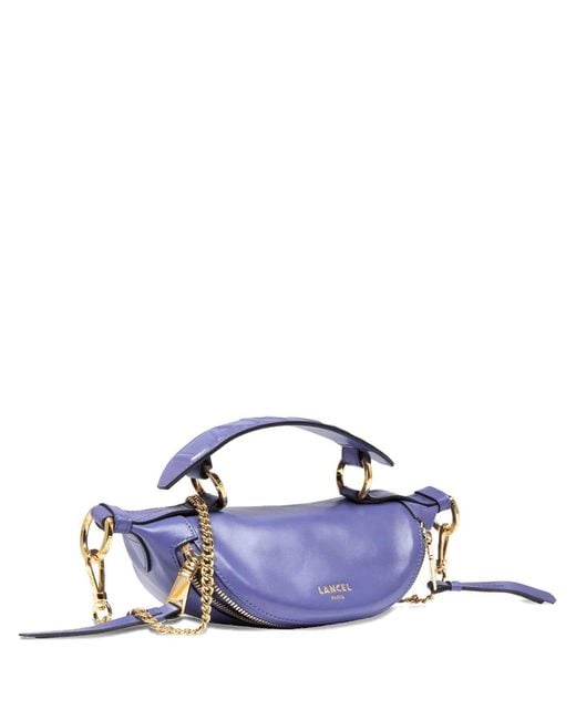 Lancel Blue Mini Origami Curved Leather Crossbody Bag