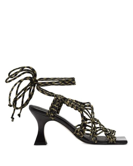 Miista 80mm Stephanie Lace-up Square-toe Sandals Black