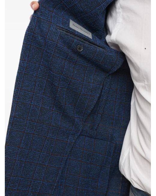 Corneliani Blue Checked Single-Breasted Blazer for men