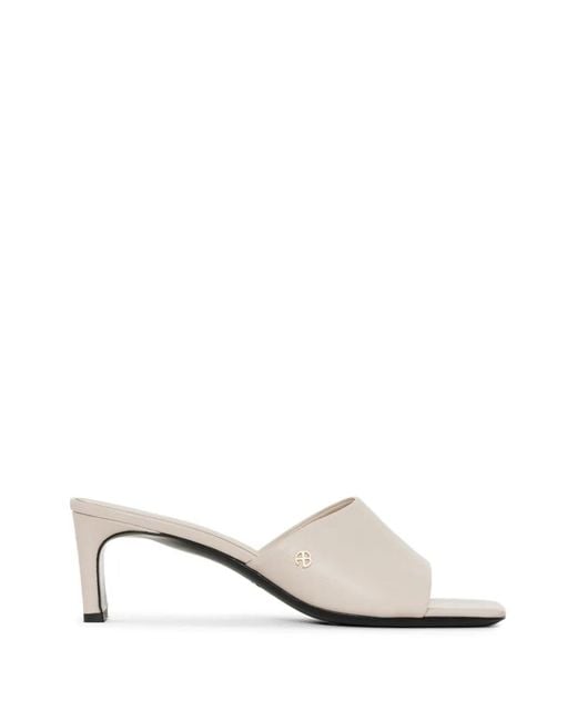 Anine Bing White Jayden Logo-Detail Mules