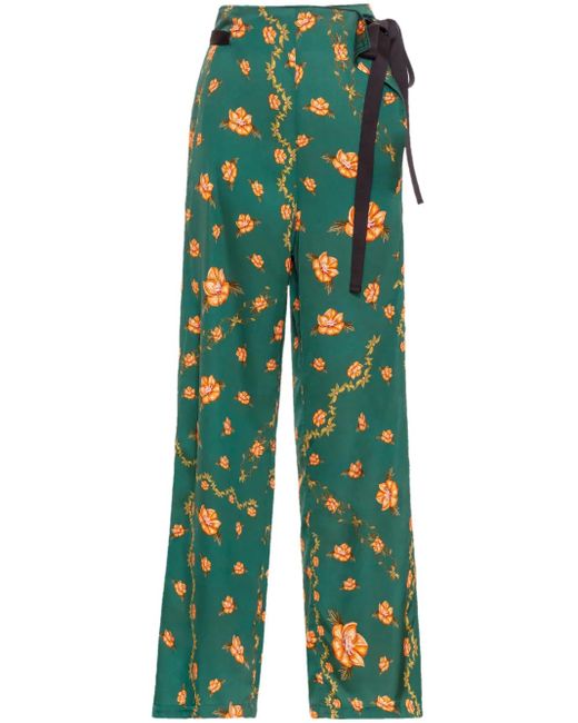 Agua Bendita Green Memoria Esotérico Wide-Leg Trousers