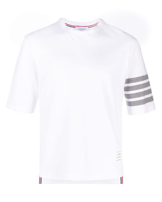 Thom Browne T-shirt Met Vier Strepen in het White voor heren