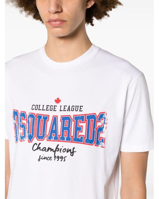 メンズ DSquared² College ロゴ Tシャツ White