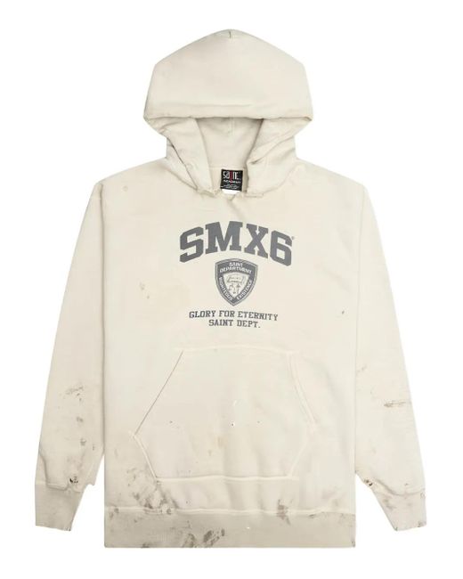 SAINT Mxxxxxx White X Shermer Academy Nypd Distressed Hoodie for men