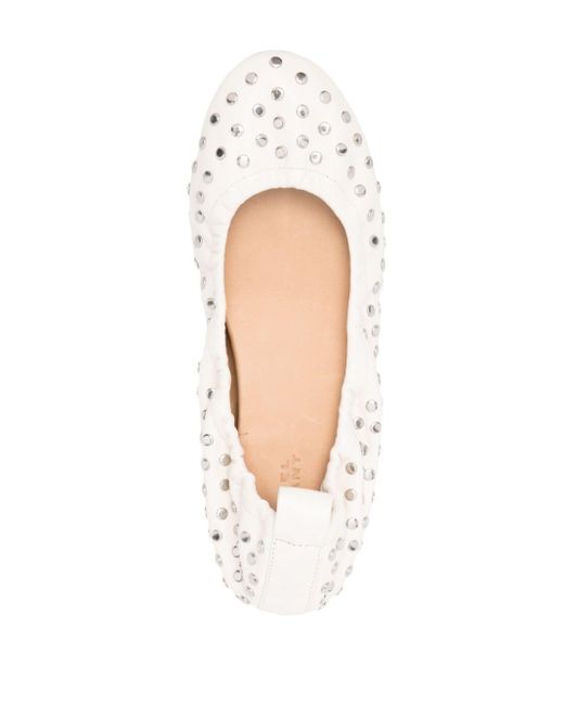 Isabel Marant White Stud-embellished Leather Ballerina Shoes