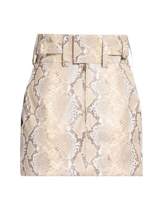 Elie Saab Natural Python-Print Belted Mini Skirt