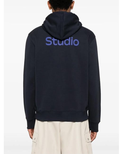 Etudes Studio Blue Logo-Print Hoodie
