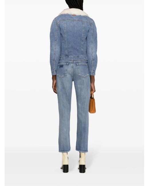 Chloé Blue Jeansjacke Mit Shearling