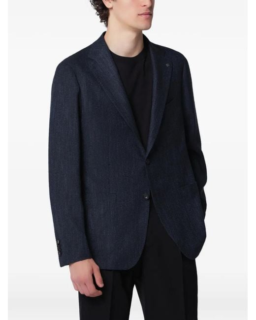 Tagliatore Blue Montecarlo Herringbone-Knit Blazer for men