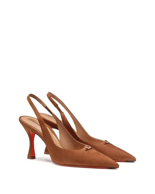 Santoni Brown Pointed-Toe Pumps
