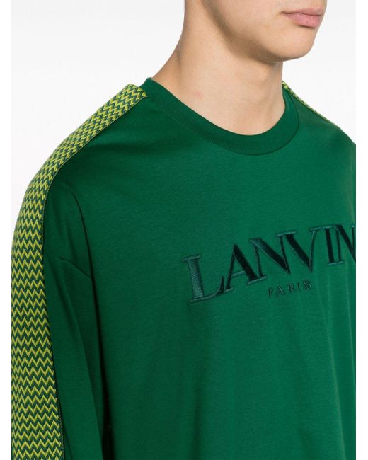 Lanvin Green Logo-Embroidered T-Shirt for men