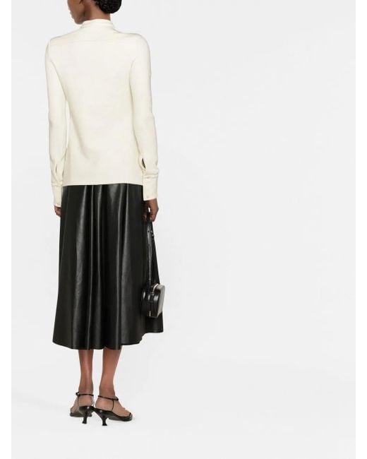 Jil Sander White Dark Cashmere Intarsia Turtleneck Sweater