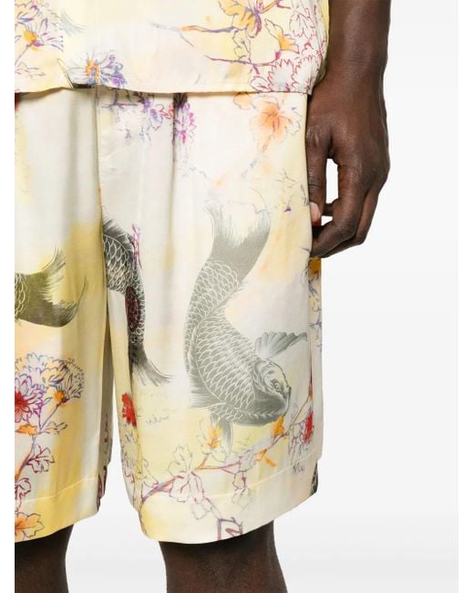 Laneus Shorts Met Print in het White voor heren