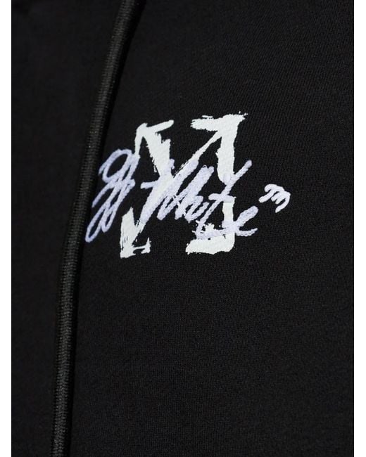 Off-White c/o Virgil Abloh Black Logo-Print Drawstring Hoodie for men