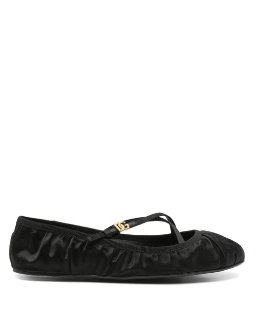 Dolce & Gabbana ロゴバックル フラットシューズ Black