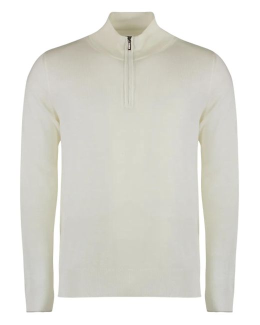 Moorer Terni Pullover mit kurzem Reißverschluss in White für Herren
