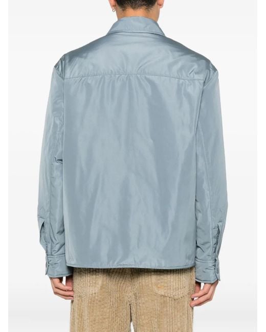 AMI Blue Nylon Overshirt for men