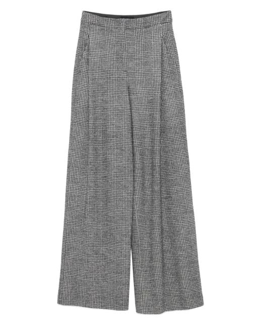 Emporio Armani Gray Pleated Check-Pattern Trousers