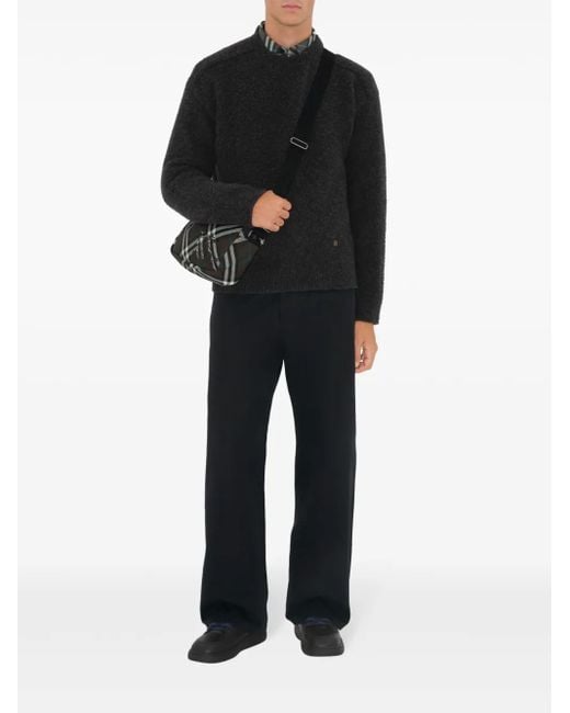 Burberry Black Essential Check Cross Body Bag for men