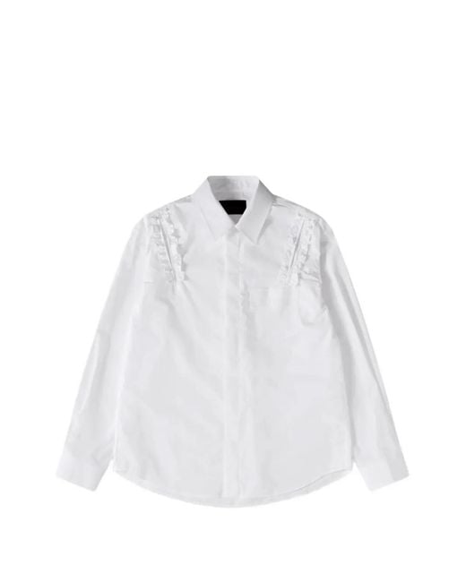 Simone Rocha White Ruffle-Trimmed Slash-Detail Shirt for men