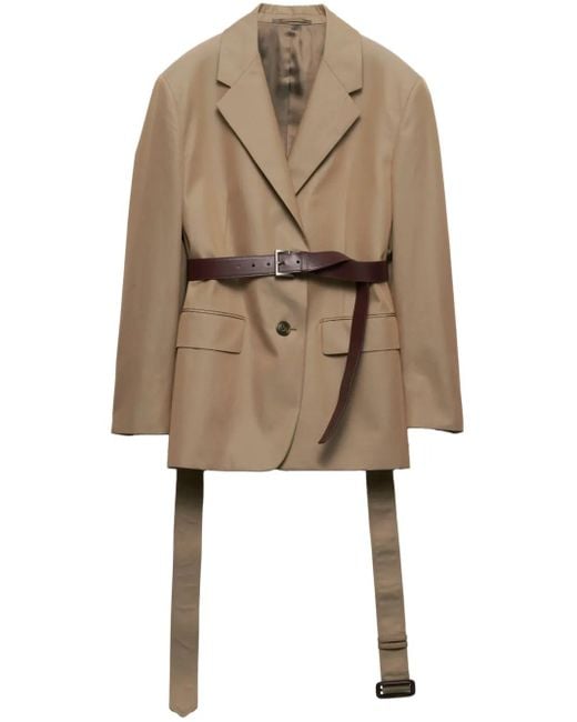 Prada Natural Single-Breasted Twill Blazer