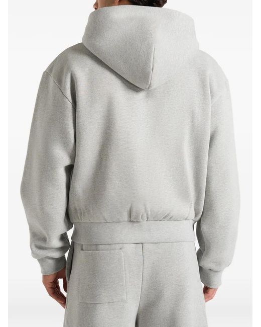 Manière De Voir Gray Js002 Signature Relaxed Fit Zip Hoodie