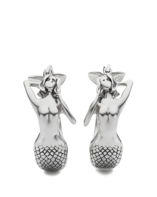 MM6 by Maison Margiela White Mermaid Hoop Earrings