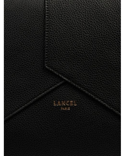 Lancel Black Envelope Leather Tote Bag