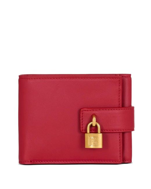 Balmain Red Pulse Trifold Smooth Leather Wallet