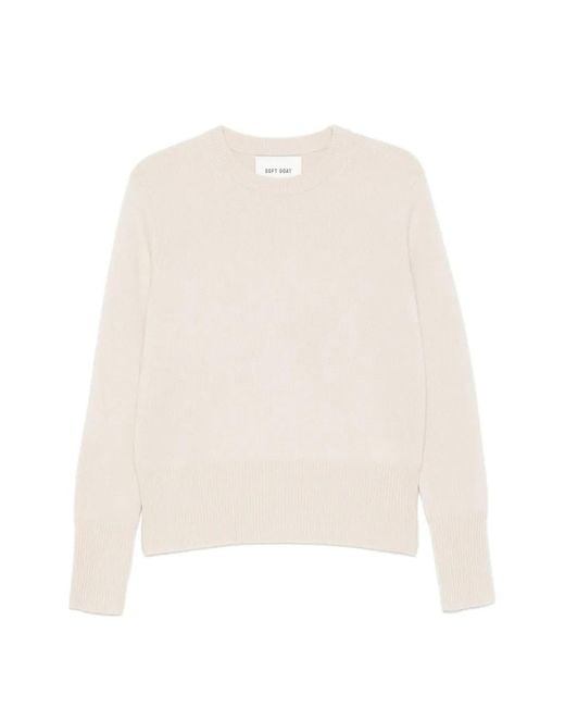 Soft Goat White Ribbed-Trim Crew-Neck Sweater