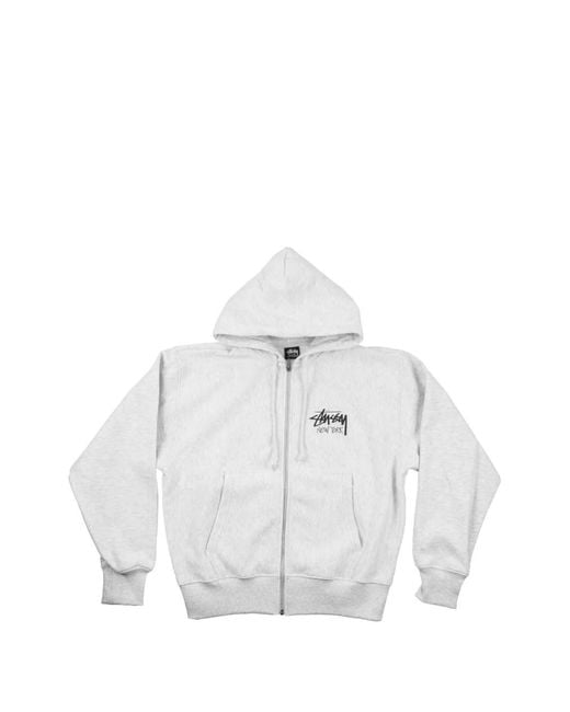 Stussy White Zip-Up Hooded Jacket for men