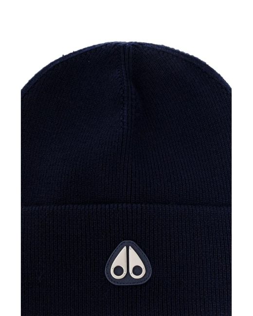 Moose Knuckles Blue Beanie Aus Wolle
