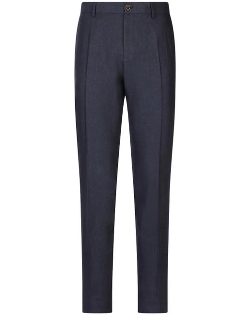 Dolce & Gabbana Blue Linen Tailored Trousers for men