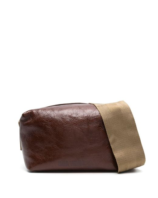 Uma Wang Brown Logo-debossed Leather Shoulder Bag