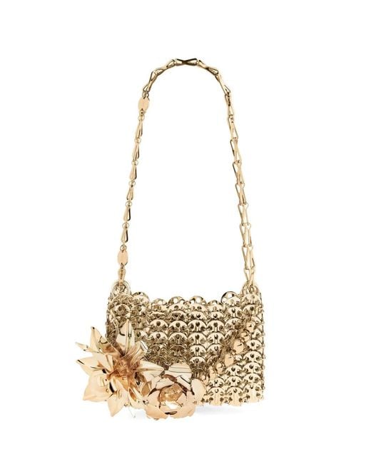 Rabanne White Nano 1969 Flower-Appliqué Shoulder Bag