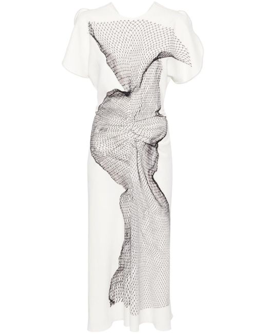 Victoria Beckham White Gathered-detail Midi Dress