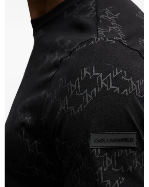 Karl Lagerfeld Black Monogram-Pattern Short-Sleeve T-Shirt for men