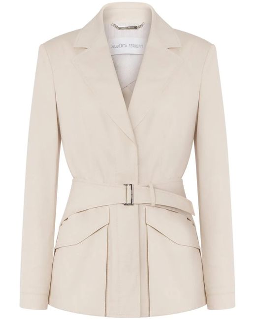 Alberta Ferretti ベルテッド ジャケット Natural