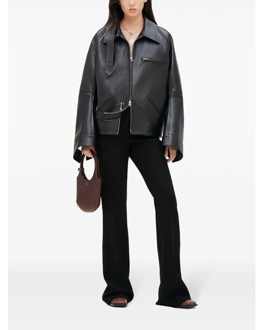Courreges Black Leather Biker Jacket