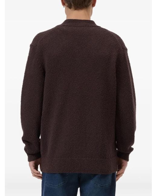 Closed Brown Button-Up Textured Cardigan for men