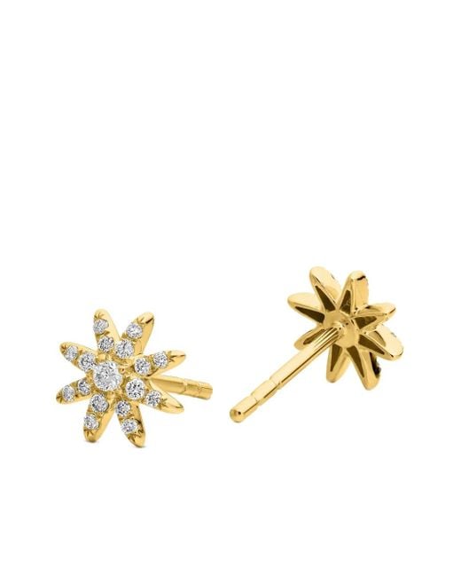 David Yurman Metallic 18Kt Petite Starburst Diamond Stud Earrings (7.5Mm)