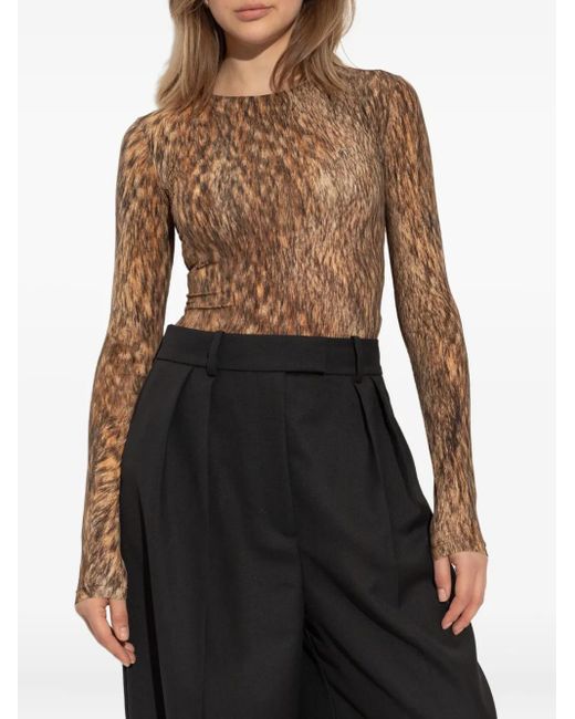 MM6 by Maison Margiela Brown Animal-Print Bodysuit