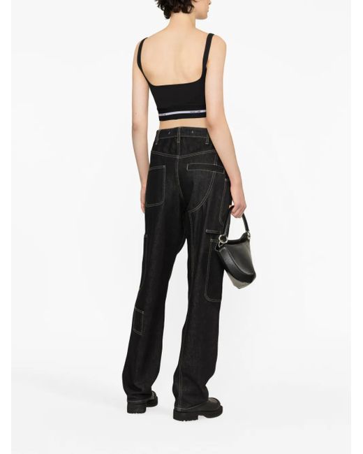 Helmut Lang Black Logo-Band Cropped Top