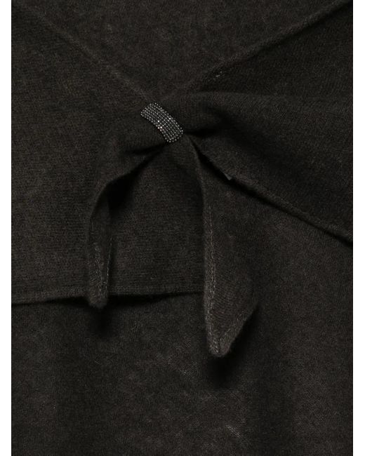 Brunello Cucinelli Black Crystal-Embellished Triangle Scarf