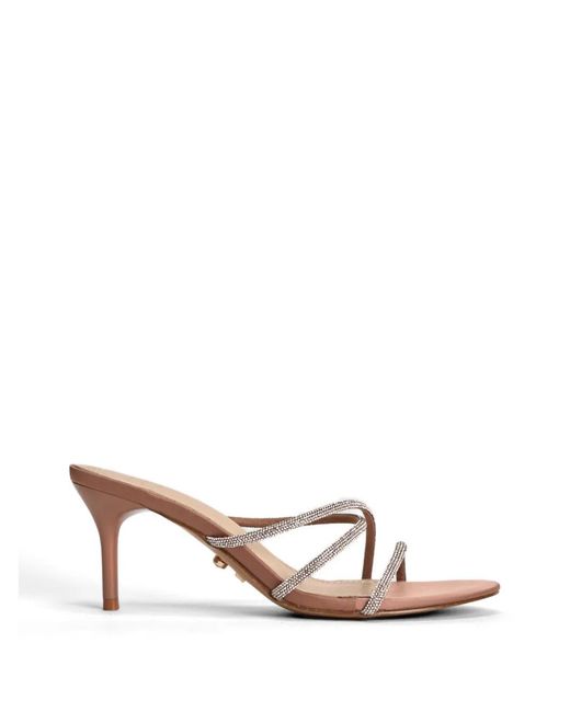 Twentyfourhaitch Brown Crystal-Embellished Sandals