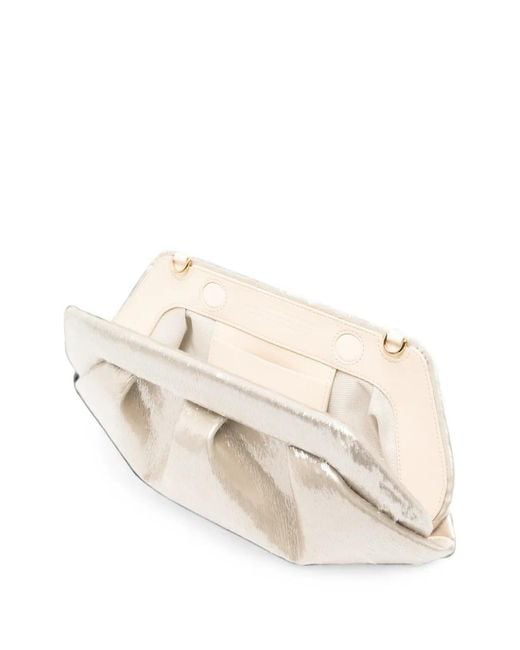 THEMOIRÈ Natural Bios Lurex-Finish Ruched Clutch Bag